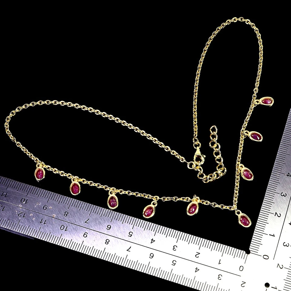 925 Sterlingsilber Halskette Oval Rubin 6x4mm Edelstein No USA Einfuhr Fees - Bild 3 von 4