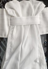 STOCK TIE WHITE w silver line PRE-TIED by Ornaments NEW- USA made