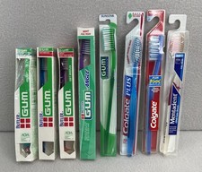 VTG GUM Colgate Plus Mentadent Toothbrushes Lot of 8 NOS 7 Sealed 1 Open