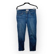 Paige Blue Mid-Rise Skinny Ankle Jeans Distressed Detail Minimalist Sz 27
