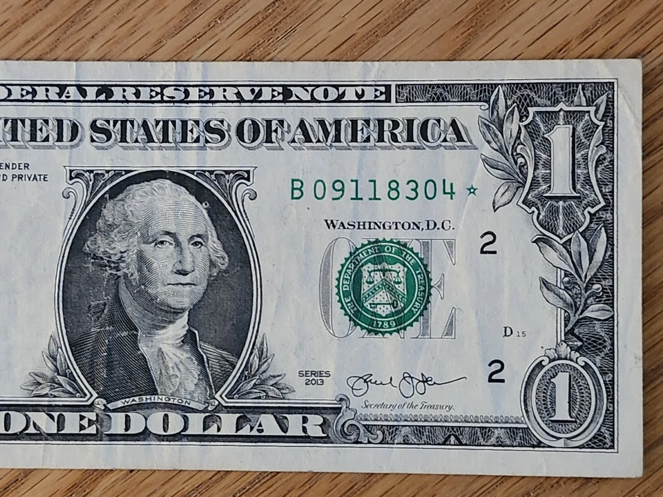 RARE-ERROR DC  2013 B Duplicate $1 Star Note Serial # B 09118304* - Image 4 of 4