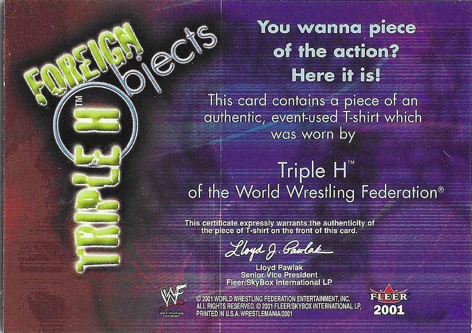 Fleer WWF Foreign Objects Triple H WWE 2001 Foto 2 de 2