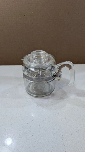 Vintage PYREX 7754 2-4 Cup Flameware Coffee Percolator. Complete Set.