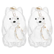 2 Pcs Dog Keychain Transparent Plastic Pet Hair Keepsake Bottle Keyring 