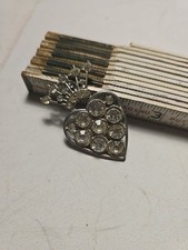 Broche broche corona corazón vintage oro plata reina de corazones estrás San Valentín