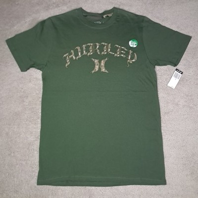 Hurley International T-shirt Mens Slim Fit Medium Green Big Spellout Y2k