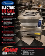 Cleveland Electric 10 Gallon Tilt Skillet &ndash; Commercial Countertop Braising Pan
