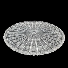 Bohemia Crystalex Vintage Cut Glass Crystal Serving Plate Starburst & Floral 