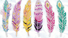 6 Feather Bookmarks  Diamond Art Kit for Adults