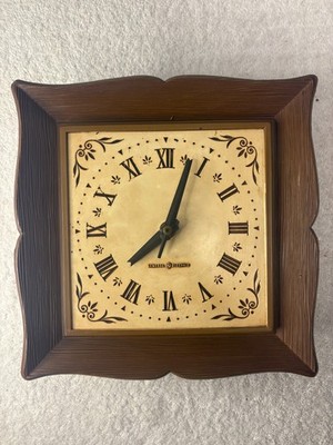 VTG GE General Electric Kitchen Wall Clock, Wood Grain Plastic, Untested