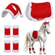 6 Pcs Christmas Holiday Santa Leg Wraps with Faux Fur Trim Holiday Santa Hors...