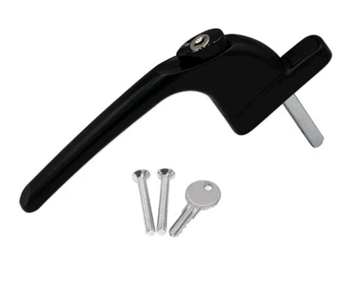 2x UPVC Universal Window Handle Inline Locking Espag Double Glazing Black Color