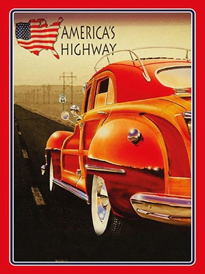 Blechschild 30x40 Auto Oldtimer america´s highway USA Wand Deko Sammler Geschenk
