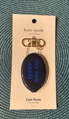 Kate Spade My Two Cents Coin Purse Key Fob Chain Keychain Bag Charm