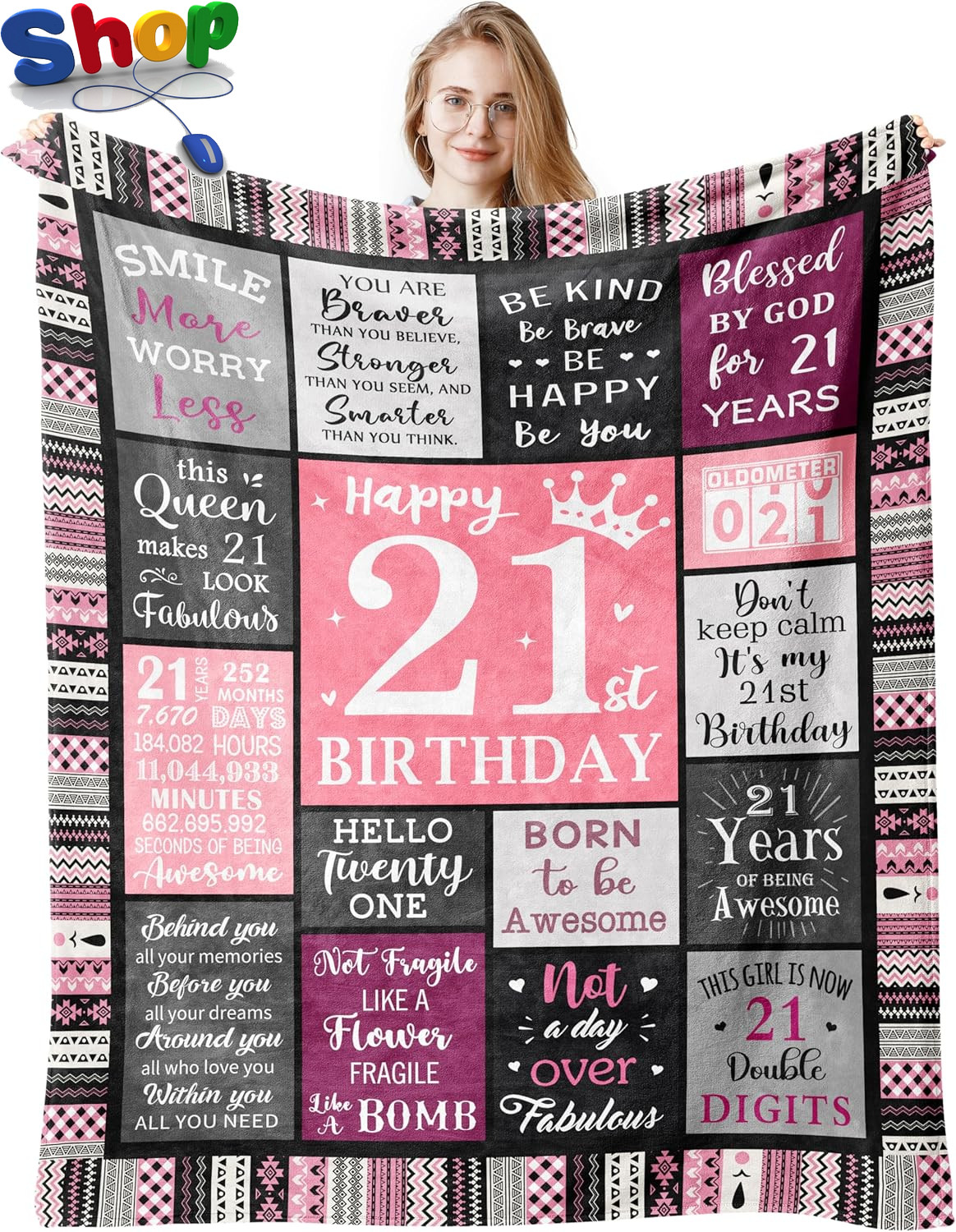 21St Birthday Gifts for Her, 21St Birthday Gifts Blanket 150X130Cm, 21St Birthda