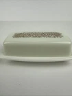 Vintage Pyrex Woodland Butter Dish Glass Lid Brown Floral 1970s 72 B
