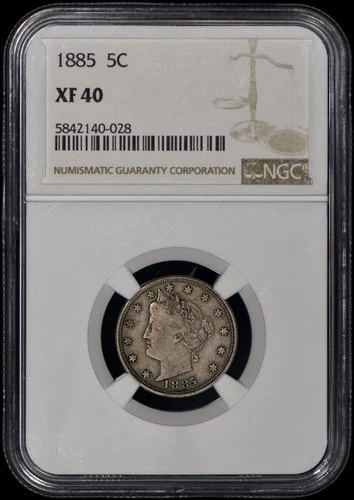 1885 Liberty Head V Nickel 5c NGC XF40 - Original!