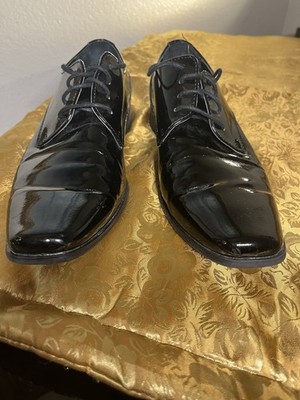 Calvin Klein Men s Brodie Square Toe Black Patent Leather Dress Shoe Size 10