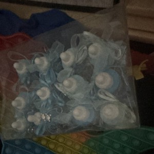 Baby Shower Babies Theme Plastic Party Favors, Blue & White Baby Bottles