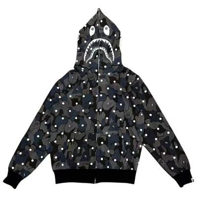BAPE ABC Dot Camo Shark WGM Full Zip Hoodie Black | A Bathing Ape