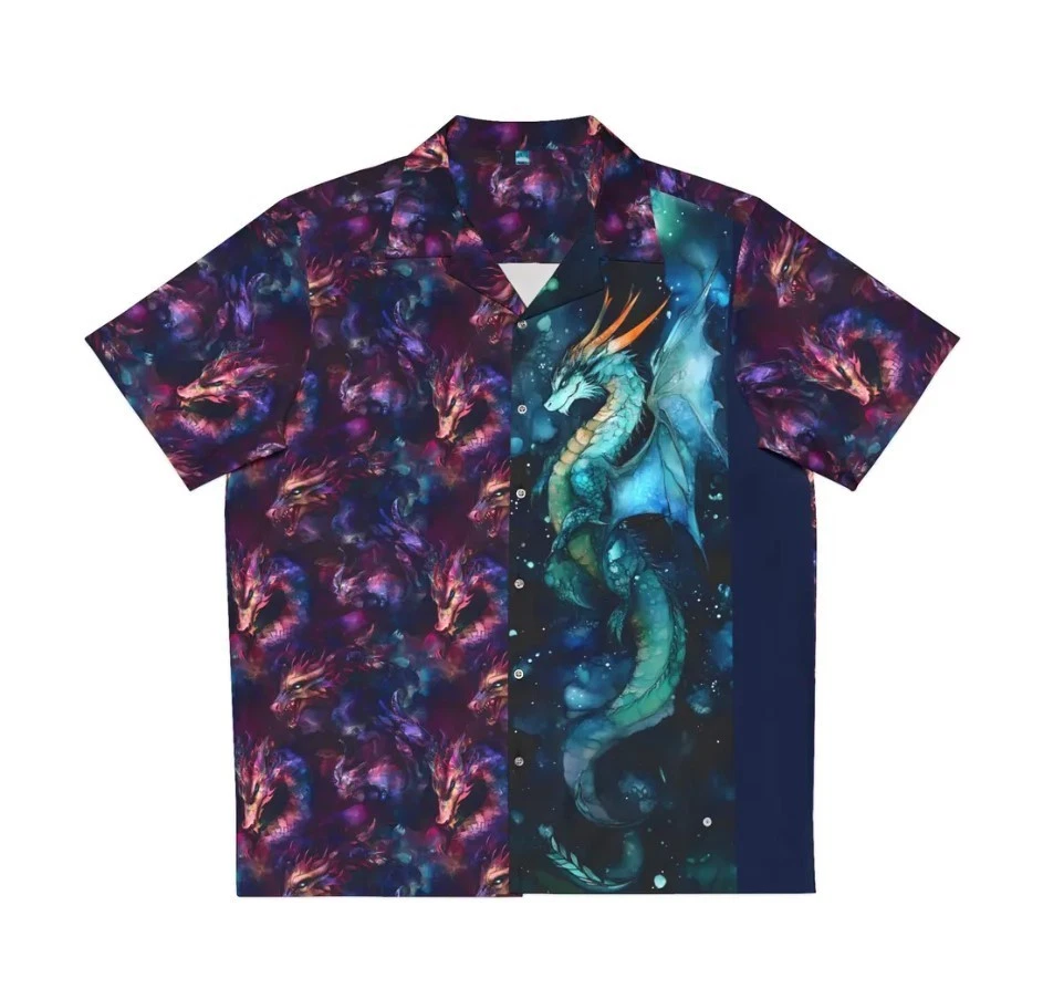 Hawaiian Shirt for Men, Dragon Lover Gift, Fantasy Dragons Shirt, Dragon Dad