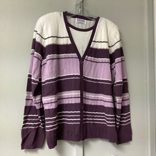 Vtg New Alfred Dunner Madison Ave Size Large Cardigan Sweater Overlay Purple