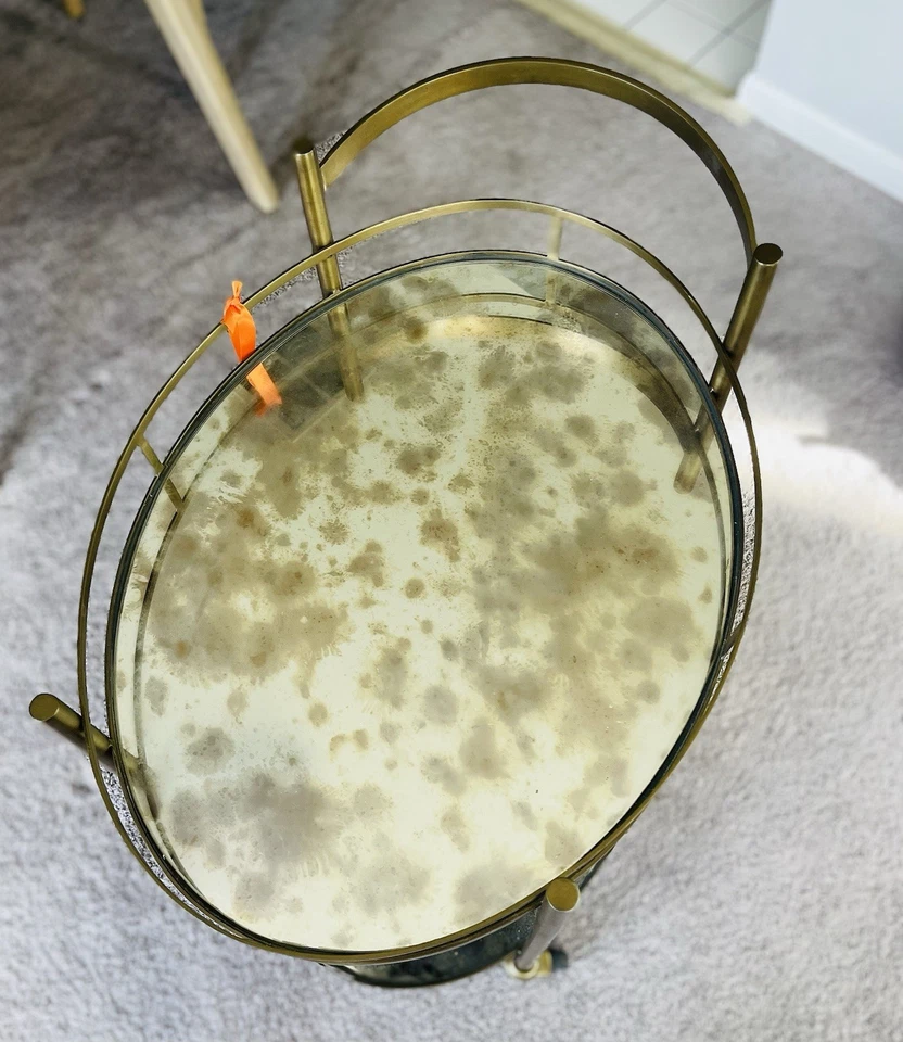 Carro y carro de barra ovalados de 2 niveles - Carro de barra estilo antiguo para bar en casa Foto 4 de 4