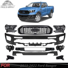 Front Bumper Face Bar Paintable & Grille Assembly Kit For 2019-2022 Ford Ranger
