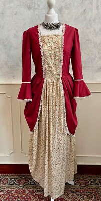 Mittelalter rot creme leicht Baumwolle Theaterzeit Kostüm Kleid 12