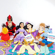 Walt Disney Store Aladdin Bean Bag Plush Lot of 6 NWT Includes Vintage Shop Bag