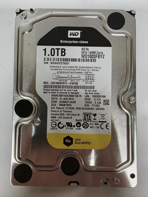 Disque Dur Western Digital WD1003FBYZ 1To 7200 RPM SATA III - Entreprise, Occasion