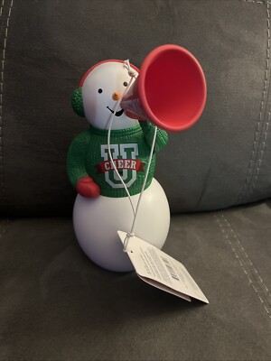 Hallmark Christmas Cheer Univ. Snowman  Motion Activated Cheer Megaphone-NEW