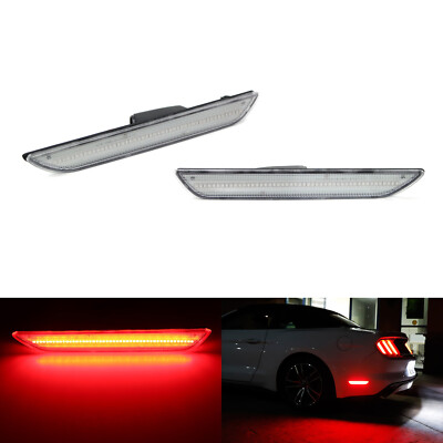 MODIPIM Smoked Lens Rear Side Marker Lamps W/ Red LED – 48-SMD – For 2015+ Ford Mustang