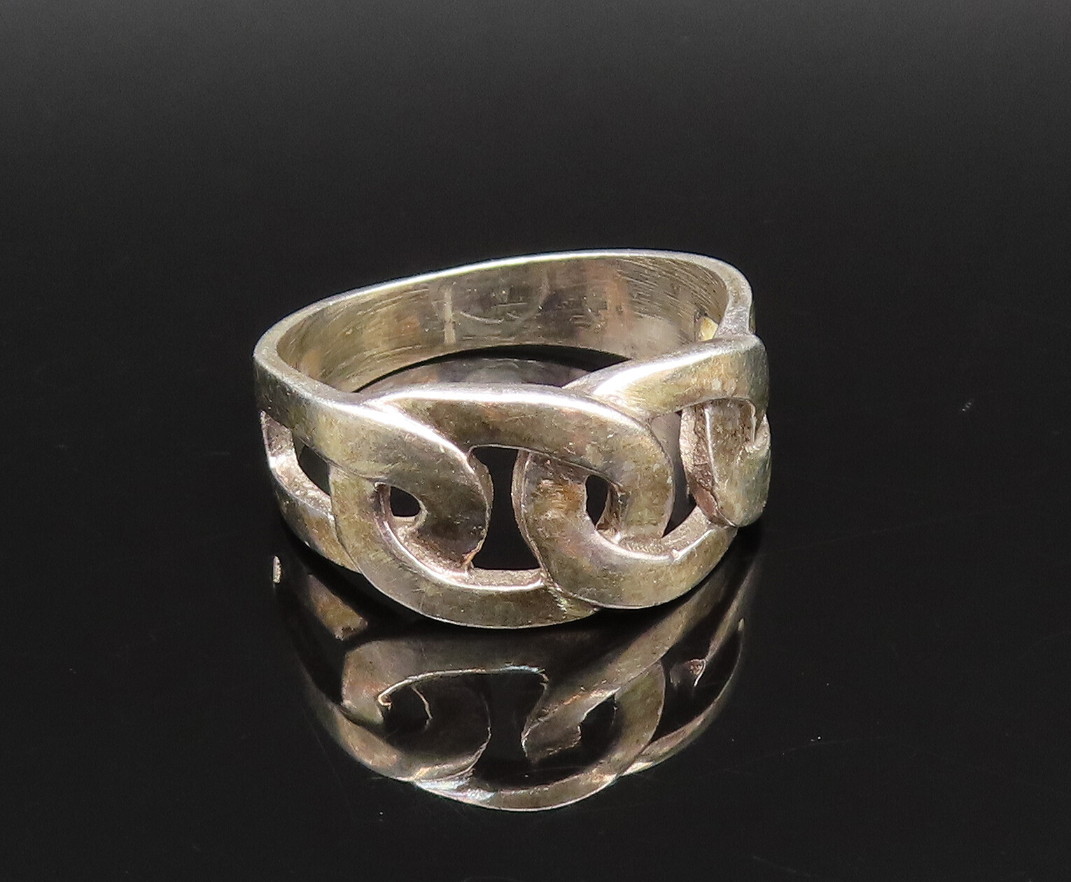 925 Silver  Vintage Interlocking Open Circles Ban… - image 4