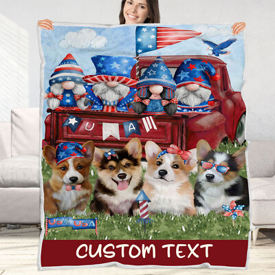 Corgi Dog Blanket Personalized Throw Woven Fleece Sherpa Many Designs NWT