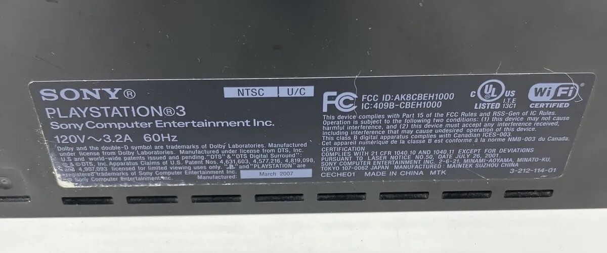 Playstation 3 Backwards Compatible Console 80GB CECHE01 Fat PS3