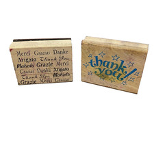 Thank You Stamps Rubber Stampede International Foreign Languages Wood Mounted