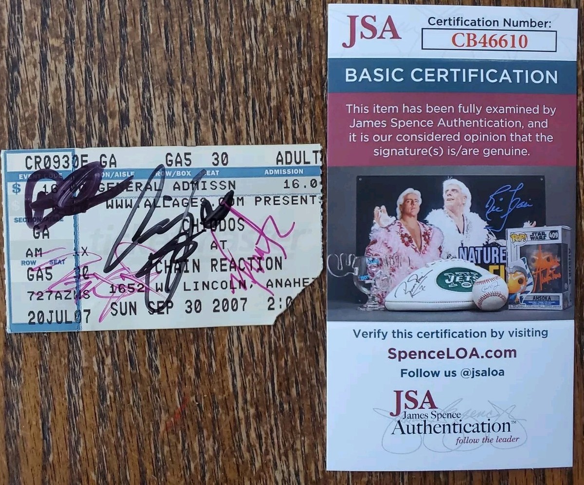 RARE Chiodos Band Signed Original Ticket Autographed by All 8