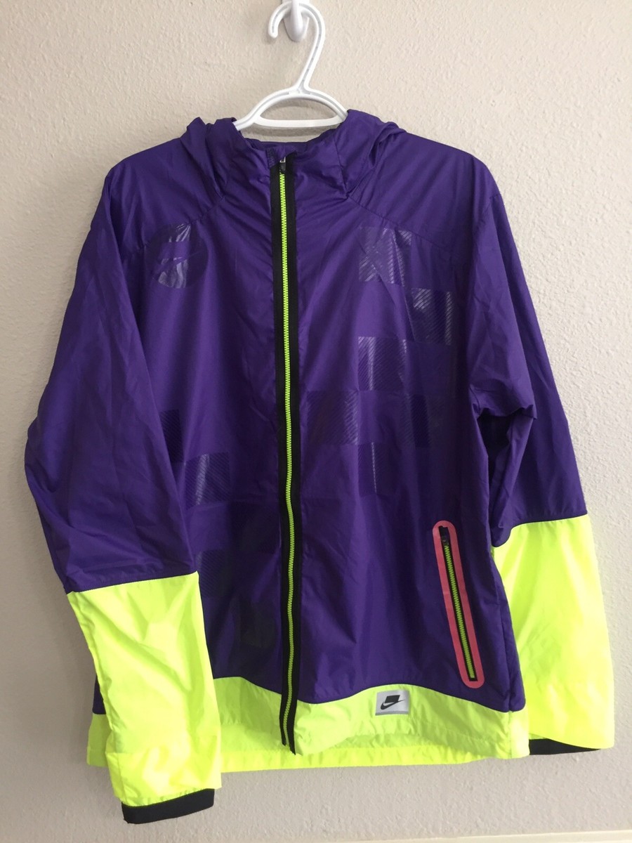 Large Nike Shield Flash Reflective Running Jacket Purple Neon