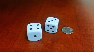 Low Vision Large Dice Set - White with Black Dots, Bold, Easy to See, Set of 2