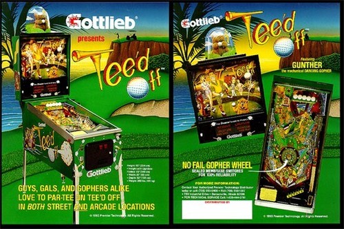 Máquina de Pinball Tee'd Off Gottlieb Golf Tema Flyer D