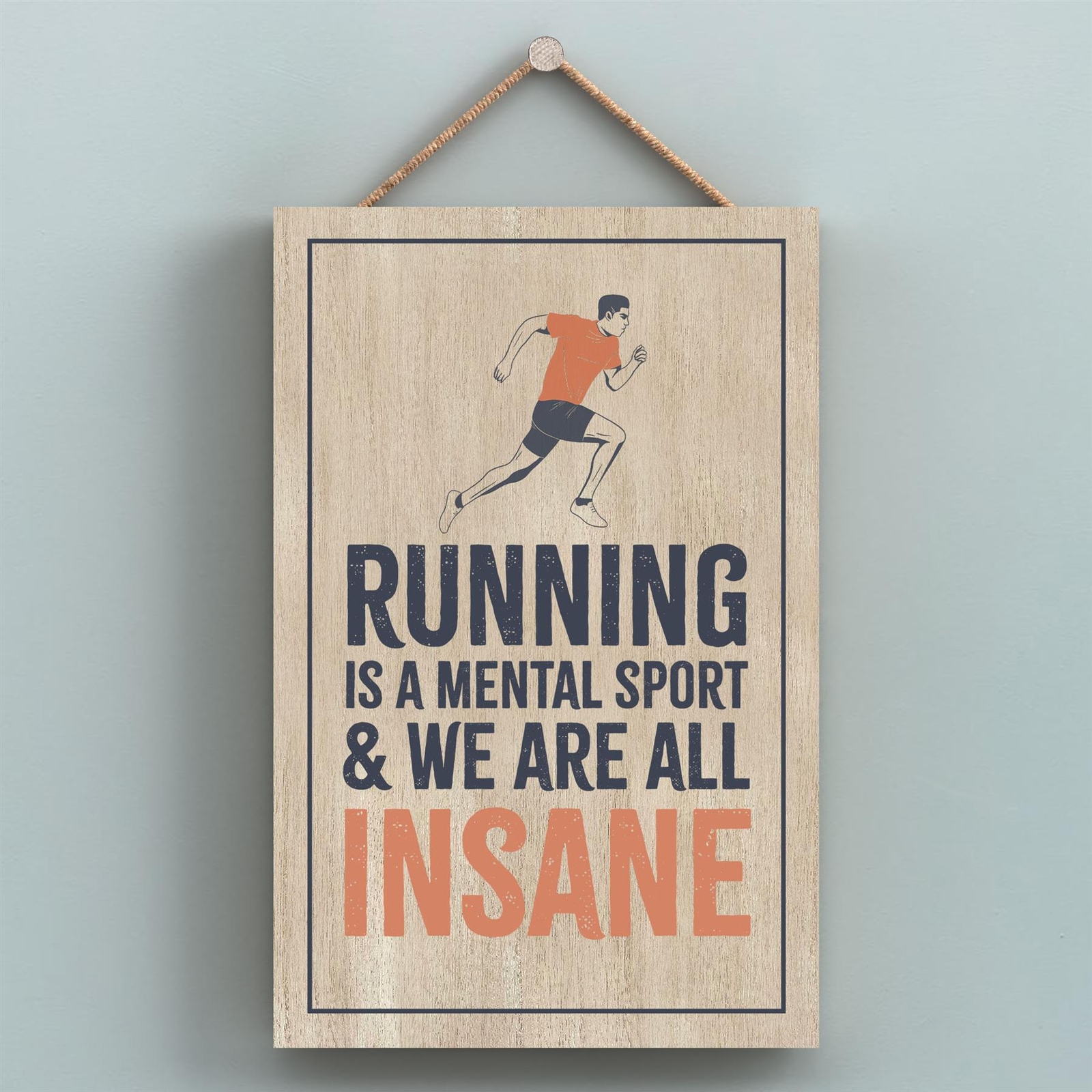 Jog We Are All Insane Humorous Hobby Typography Wooden Hanging Plaque