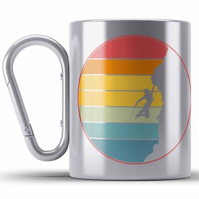 Trendation - Klettern Bergsteigen Geschenk Karabiner-Tasse Edelstahl Boulder Ges