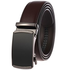 Hot Sale Men's Cow Leather Belt Automatic Buckle Belt Ratchet Strap Gift Dress