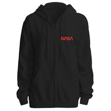 NASA Black Full-zip Hoodie Logo Printed on Left Chest Personalization Available
