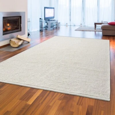 Élégant tapis en laine tissé à la main en crè - Photo 1/3