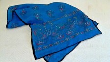 100 Silk Scarf by Specialty House 11"x58" Japan Silk Black Blue Red Paisley WT
