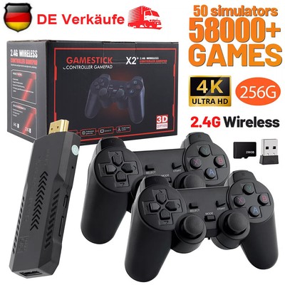 58000+ Retro Videospielkonsole 4K HD TV Spiel Stick 256GB +2 Wireless Controller
