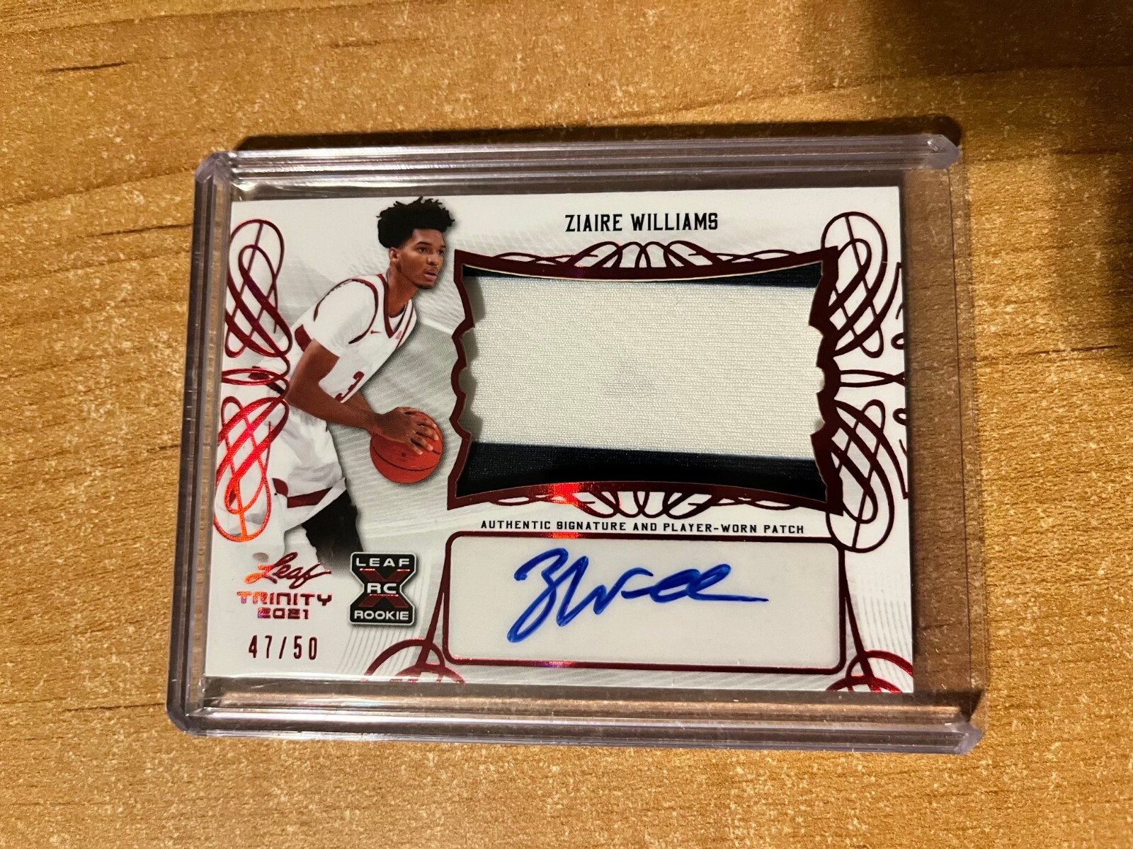 2021-22 Leaf Trinity - Ziaire Williams - Red Patch Auto #d 47/50