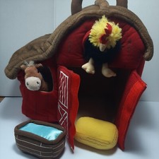 FAO SCHWARZ Plush Horse / Pony Red Barn / Stable RARE w. Base Retired